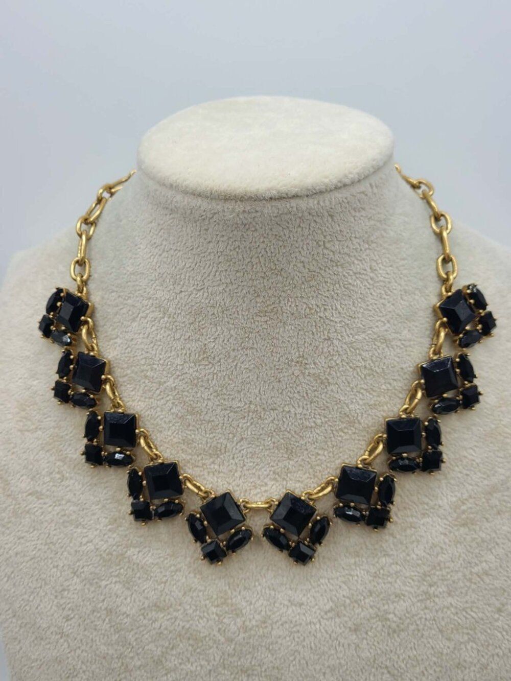 J Crew Gold Tone Black Resin Necklace